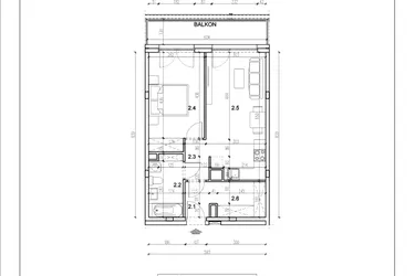 Rzut - Mieszkanie na sprzedaż 2 pokoje o powierzchni 46,97 m² - numer 30 w Łużycka 71