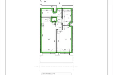 Rzut - Mieszkanie na sprzedaż 2 pokoje o powierzchni 47,19 m² - numer 27 w Łużycka 71