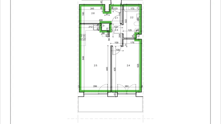 Rzut - Mieszkanie na sprzedaż 2 pokoje o powierzchni 47,19 m² - numer 27 w Łużycka 71