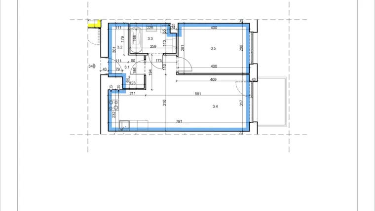 Rzut - Mieszkanie na sprzedaż 2 pokoje o powierzchni 45,8 m² - numer 34 w Łużycka 71