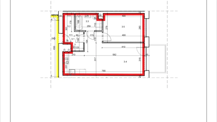 Rzut - Mieszkanie na sprzedaż 2 pokoje o powierzchni 45,74 m² - numer 29 w Łużycka 71