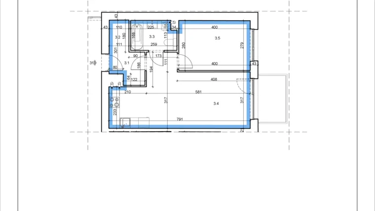 Rzut - Mieszkanie na sprzedaż 2 pokoje o powierzchni 45,76 m² - numer 31 w Łużycka 71