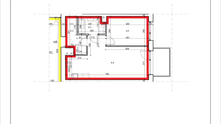 Rzut - Mieszkanie na sprzedaż 2 pokoje o powierzchni 45,85 m² - numer 39 w Łużycka 71
