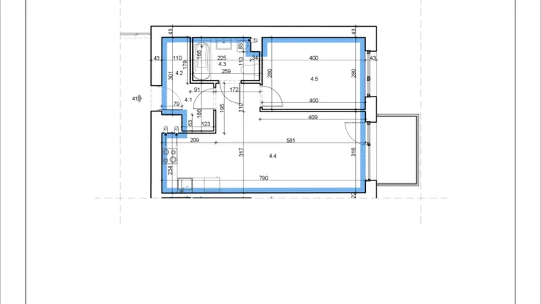 Rzut - Mieszkanie na sprzedaż 2 pokoje o powierzchni 45,75 m² - numer 41 w Łużycka 71