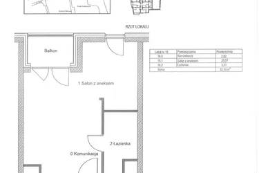 Rzut - Mieszkanie na sprzedaż 1 pokój o powierzchni 32,1 m² - numer 1.5 w Diasfera Łódzka - III etap