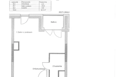 Rzut - Mieszkanie na sprzedaż 1 pokój o powierzchni 32,14 m² - numer 4.6 w Diasfera Łódzka - III etap