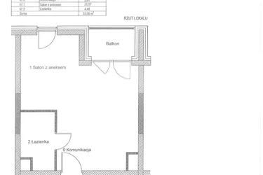 Rzut - Mieszkanie na sprzedaż 1 pokój o powierzchni 33,06 m² - numer 5.2 w Diasfera Łódzka - III etap