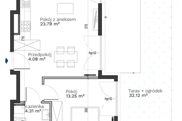 Rzut - Mieszkanie na sprzedaż 2 pokoje o powierzchni 45,43 m² - numer C-1 w Destino