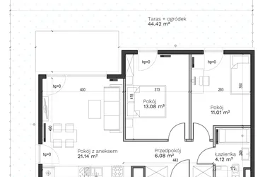 Rzut - Mieszkanie na sprzedaż 3 pokoje o powierzchni 55,43 m² - numer A-8 w Destino