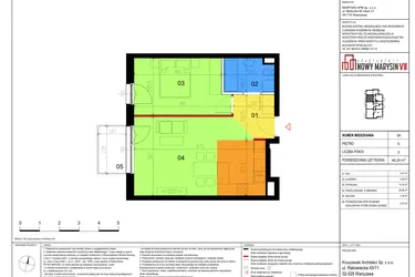 Rzut - Mieszkanie na sprzedaż 2 pokoje o powierzchni 46,29 m² - numer 39 w Apartamenty Nowy Marysin VII