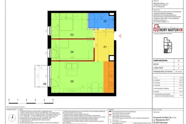 Rzut - Mieszkanie na sprzedaż 3 pokoje o powierzchni 61,1 m² - numer 16 w Apartamenty Nowy Marysin VII
