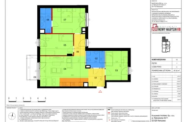 Rzut - Mieszkanie na sprzedaż 4 pokoje o powierzchni 87,52 m² - numer 12 w Apartamenty Nowy Marysin VII