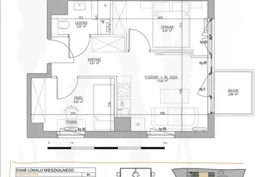 Rzut - Mieszkanie na sprzedaż 3 pokoje o powierzchni 37,13 m² - numer B1.M41 w Tres