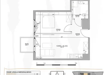 Rzut - Mieszkanie na sprzedaż 2 pokoje o powierzchni 40,17 m² - numer B1.M44 w Tres