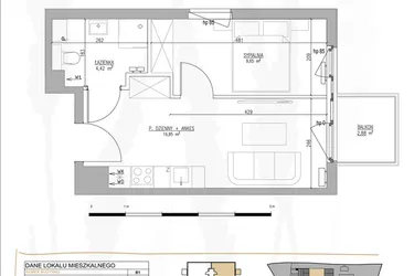 Rzut - Mieszkanie na sprzedaż 2 pokoje o powierzchni 31,02 m² - numer B1.M25 w Tres