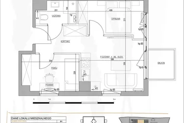 Rzut - Mieszkanie na sprzedaż 3 pokoje o powierzchni 37,13 m² - numer B1.M19 w Tres
