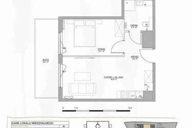 Rzut - Mieszkanie na sprzedaż 2 pokoje o powierzchni 40,17 m² - numer B1.M33 w Tres