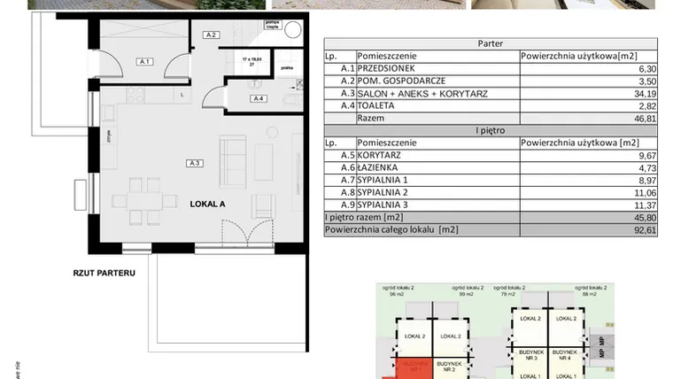 Rzut - Dom na sprzedaż 4 pokoje o powierzchni 92,61 m² - numer Chopina 52B/1 w Kameralny Gruszczyn