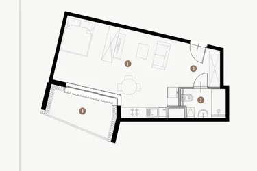 Rzut - Mieszkanie na sprzedaż 1 pokój o powierzchni 37,14 m² - numer II.8.3 w Tuwima Apartments