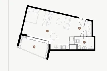 Rzut - Mieszkanie na sprzedaż 1 pokój o powierzchni 37 m² - numer II.9.3 w Tuwima Apartments
