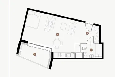 Rzut - Mieszkanie na sprzedaż 1 pokój o powierzchni 36,94 m² - numer II.10.3 w Tuwima Apartments
