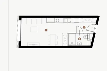 Rzut - Mieszkanie na sprzedaż 1 pokój o powierzchni 27,62 m² - numer I.2.2 w Tuwima Apartments