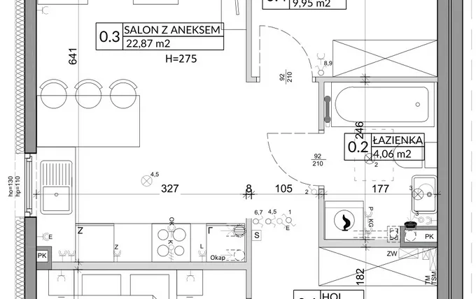 Rzut - Mieszkanie na sprzedaż 3 pokoje o powierzchni 57,39 m² - numer 1A w Osiedle Młodych