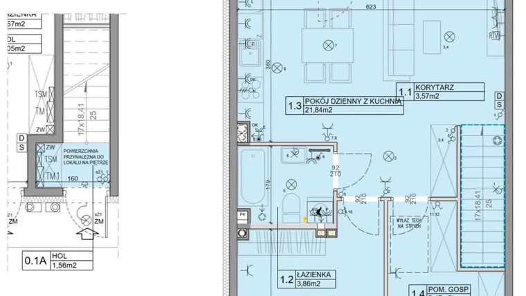Rzut - Mieszkanie na sprzedaż 3 pokoje o powierzchni 56,07 m² - numer 2 w Manufaktura Marki 2