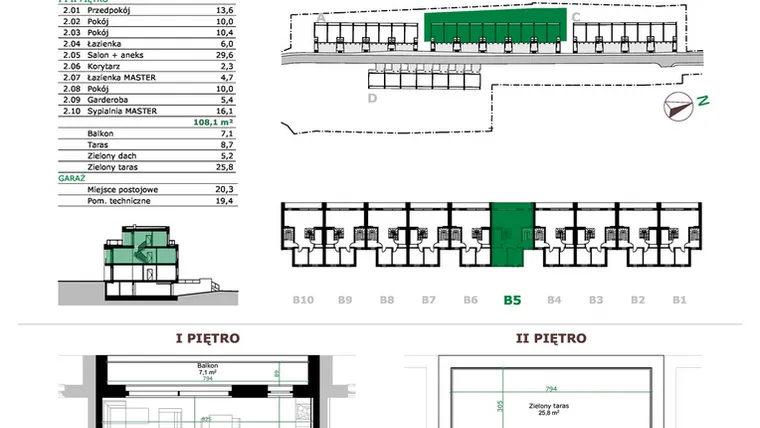 Rzut - Mieszkanie na sprzedaż 5 pokoi o powierzchni 108,1 m² - numer B5.2 w Dębowe Zacisze