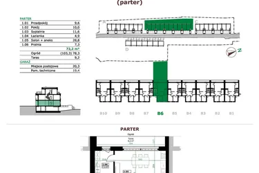 Rzut - Mieszkanie na sprzedaż 3 pokoje o powierzchni 72,2 m² - numer B6.1 w Dębowe Zacisze