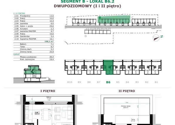 Rzut - Mieszkanie na sprzedaż 5 pokoi o powierzchni 108,1 m² - numer B6.2 w Dębowe Zacisze