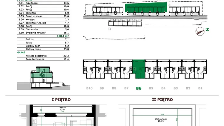 Rzut - Mieszkanie na sprzedaż 5 pokoi o powierzchni 108,1 m² - numer B6.2 w Dębowe Zacisze