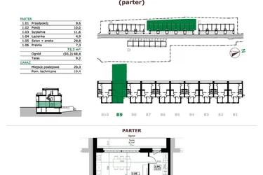 Rzut - Mieszkanie na sprzedaż 3 pokoje o powierzchni 72,2 m² - numer B9.1 w Dębowe Zacisze
