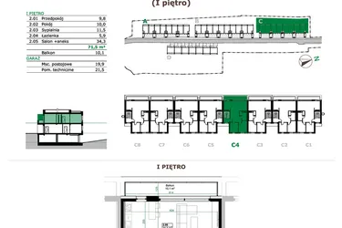 Rzut - Mieszkanie na sprzedaż 3 pokoje o powierzchni 71,5 m² - numer C4.2 w Dębowe Zacisze