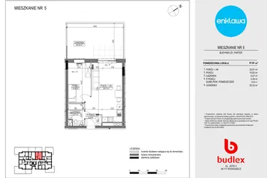 Rzut - Mieszkanie na sprzedaż 2 pokoje o powierzchni 40,54 m² - numer Z5.5 w Enklawa Apartamenty Z4 i Z5