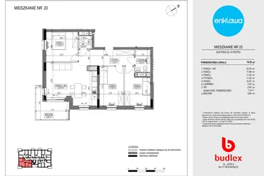 Rzut - Mieszkanie na sprzedaż 4 pokoje o powierzchni 77,49 m² - numer Z5.20 w Enklawa Apartamenty Z4 i Z5