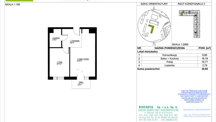 Rzut - Mieszkanie na sprzedaż 2 pokoje o powierzchni 39,55 m² - numer A10 w Jasielska 8C