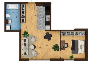 Rzut - Mieszkanie na sprzedaż 2 pokoje o powierzchni 54,32 m² - numer 4_1 w Nowe Zabrze