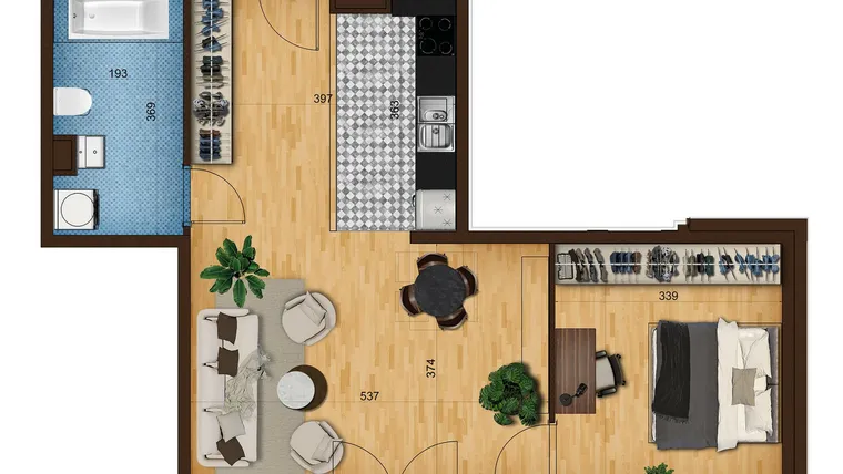 Rzut - Mieszkanie na sprzedaż 2 pokoje o powierzchni 54,32 m² - numer 4_1 w Nowe Zabrze