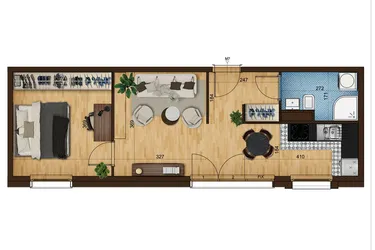 Rzut - Mieszkanie na sprzedaż 2 pokoje o powierzchni 43,73 m² - numer 4_7 w Nowe Zabrze