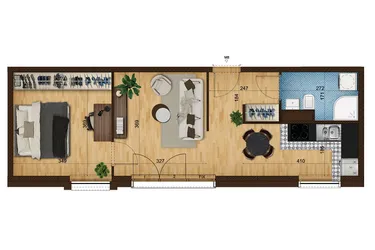 Rzut - Mieszkanie na sprzedaż 2 pokoje o powierzchni 43,67 m² - numer 4_8 w Nowe Zabrze