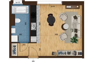 Rzut - Mieszkanie na sprzedaż 1 pokój o powierzchni 34,36 m² - numer 4_26 w Nowe Zabrze
