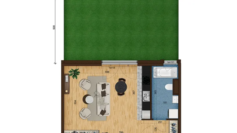Rzut - Mieszkanie na sprzedaż 1 pokój o powierzchni 38,73 m² - numer 2_4 w Nowe Zabrze