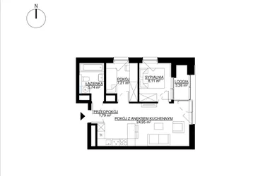 Rzut - Mieszkanie na sprzedaż 3 pokoje o powierzchni 47,8 m² - numer M12 w KrakoVska etap 2
