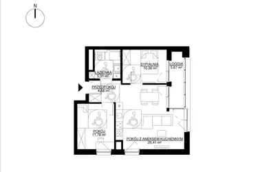 Rzut - Mieszkanie na sprzedaż 3 pokoje o powierzchni 58,56 m² - numer M25 w KrakoVska etap 2