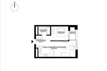 Rzut - Mieszkanie na sprzedaż 2 pokoje o powierzchni 41,25 m² - numer M41 w KrakoVska etap 2