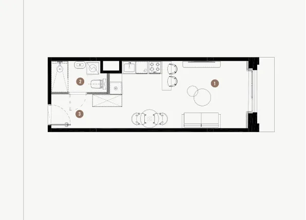 Rzut - Mieszkanie na sprzedaż 1 pokój o powierzchni 30,15 m² - numer B.02.10 w WIMA APARTMENTS
