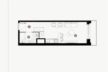 Rzut - Mieszkanie na sprzedaż 1 pokój o powierzchni 27,17 m² - numer B.02.15 w WIMA APARTMENTS