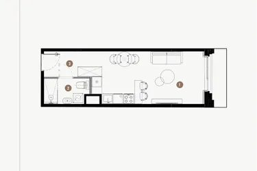 Rzut - Mieszkanie na sprzedaż 1 pokój o powierzchni 28,81 m² - numer B.02.17 w WIMA APARTMENTS