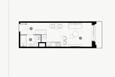 Rzut - Mieszkanie na sprzedaż 1 pokój o powierzchni 29,04 m² - numer B.02.21 w WIMA APARTMENTS